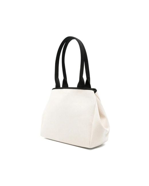 Karl Lagerfeld White Convertible Trapeze Tote