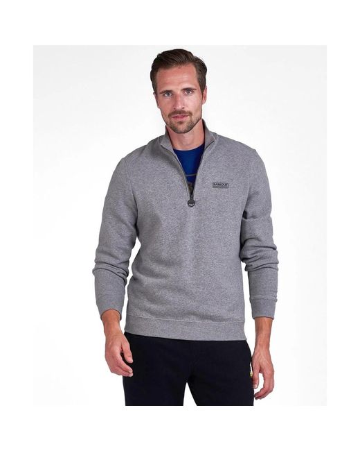 Barbour Gray International Essential Half Zip Sweatshirt Anthracite Marl L for men