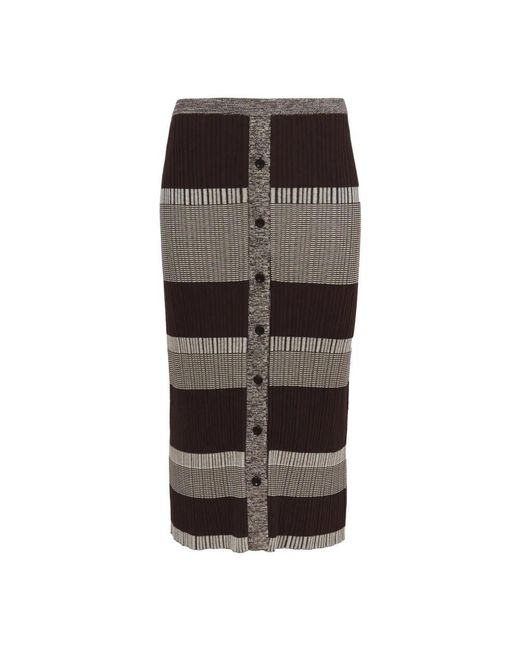 Proenza Schouler Brown Gestreifter front-button midi rock