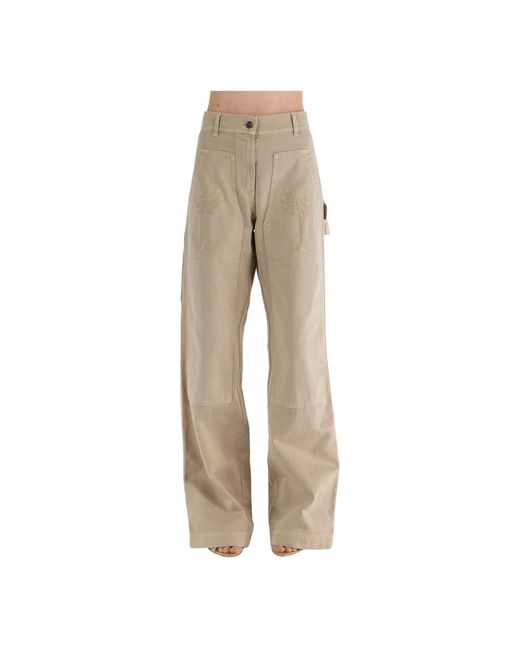Palm Angels Natural Straight Trousers