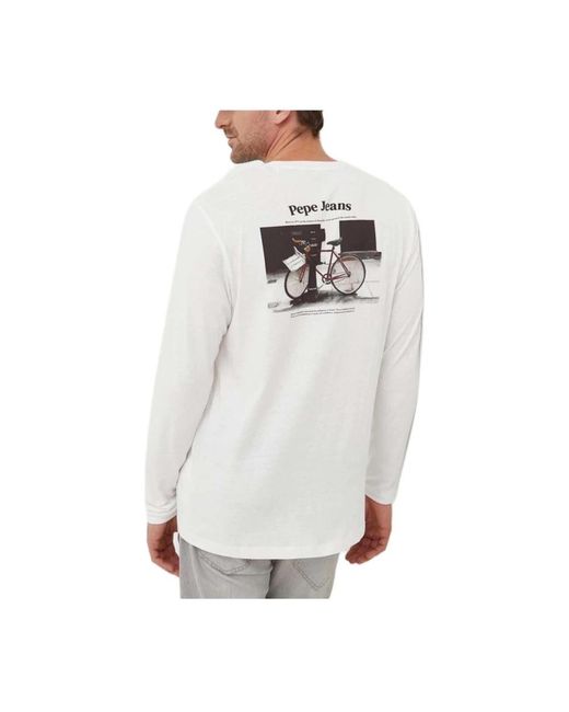 Pepe Jeans White Long Sleeve T-Shirts for men