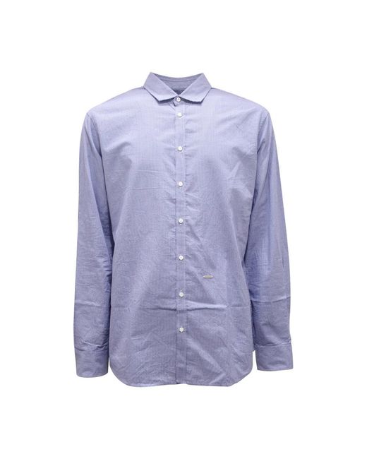 DSquared² Overhemden ,Blauw ,Blauw Micro Patroon Shirt in het Blue voor heren