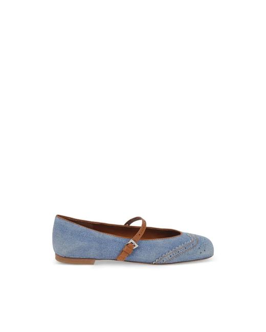 Ermanno Scervino Blue Ballerina Shoes