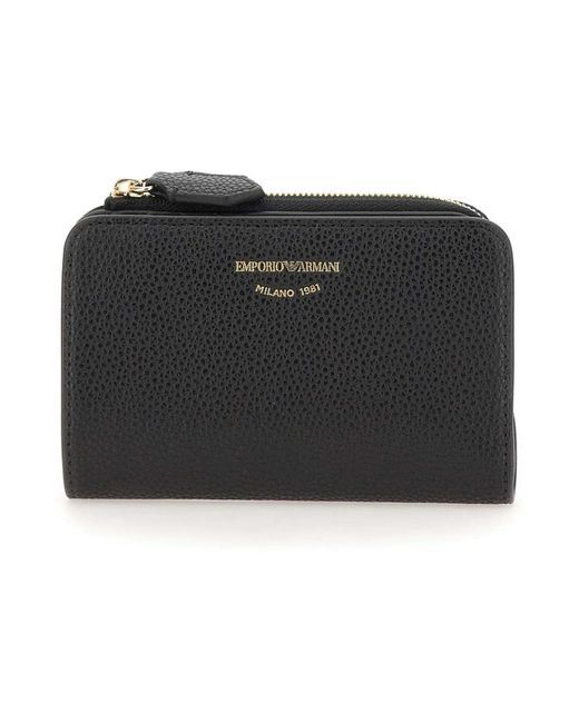 Emporio Armani Black Vegan leder geldbörse schwarz knopfverschluss