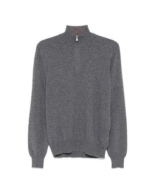 Barba Napoli Gray Cashmere Knitwear for men