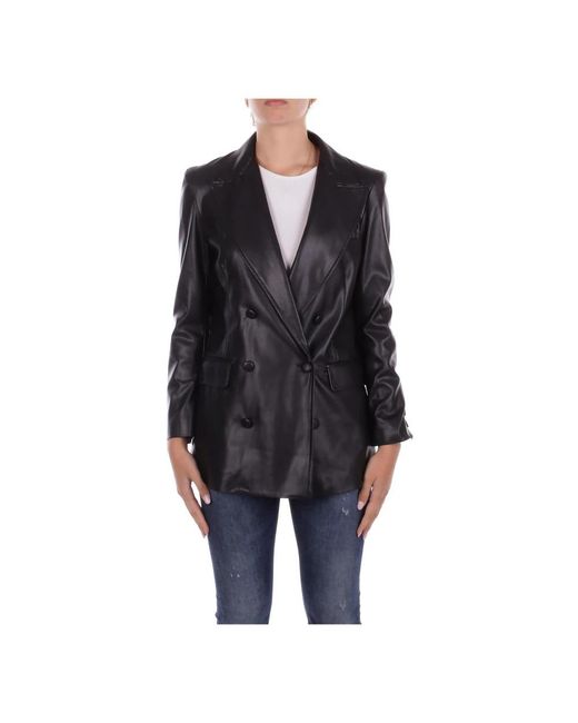 John Richmond Jassen ,Zwart ,Leer Logo Posteriore Jacket in het Black
