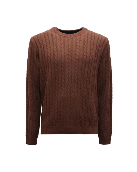 Sun 68 Brown Round-Neck Knitwear for men