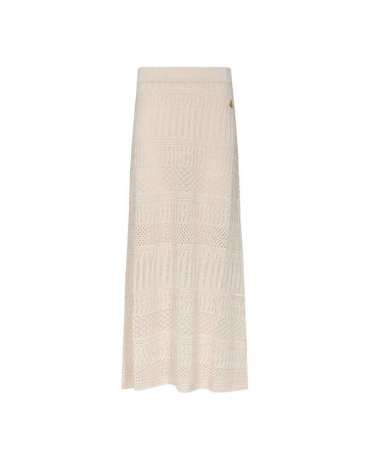 Akep Openwork Knit Maxi Rok in het Natural