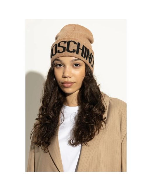 Moschino Accessoires ,Wol Pet Met Logo in het Brown