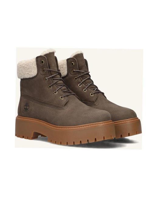 Timberland Schoenen ,Bruin ,Leer Stone Street Mid Warm Gevoerde Waterdichte Boot in het Brown
