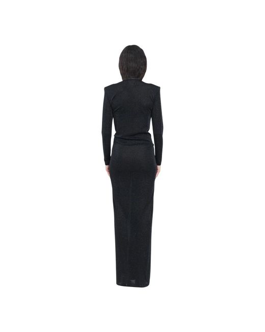 SIMONA CORSELLINI Black Smaragdgrünes langes kleid mit v-ausschnitt