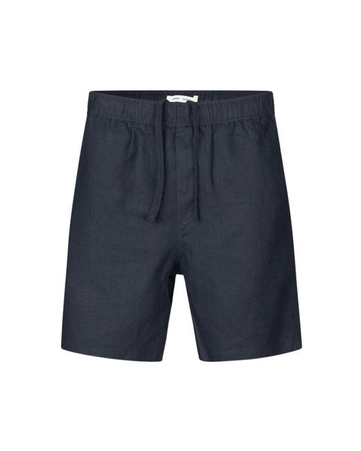Samsøe & Samsøe Leinen shorts mit mittelhoher taille in Blue für Herren