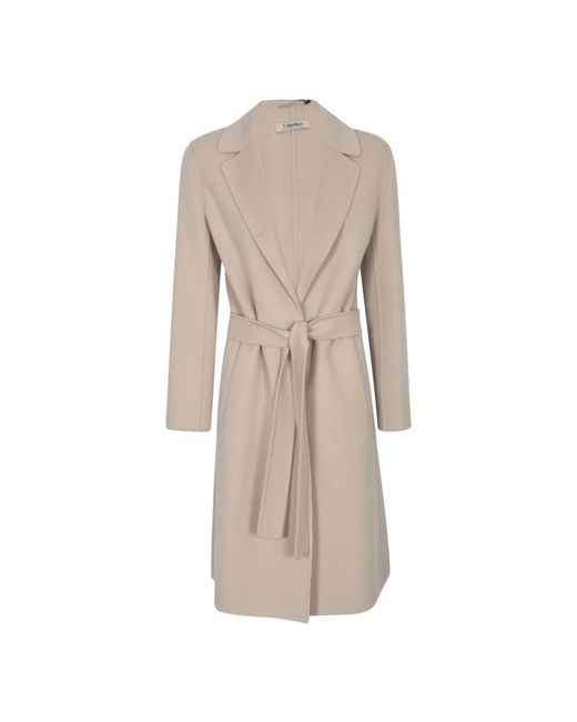 Max Mara Natural Gelbe wolljacke mit gürtel