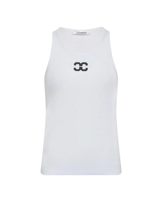 co'couture White Sleeveless Tops