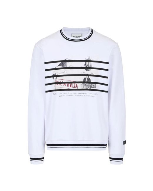 Iceberg Hoodies & Sweatvesten ,Wit ,Katoen Optisch Wit Regular Fit Sweatshirt in het White voor heren