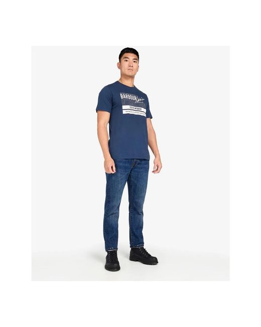Barbour Tops ,Blauw ,Katoen Grafisch T-Shirt Met Steve Mc Queen Design in het Blue voor heren