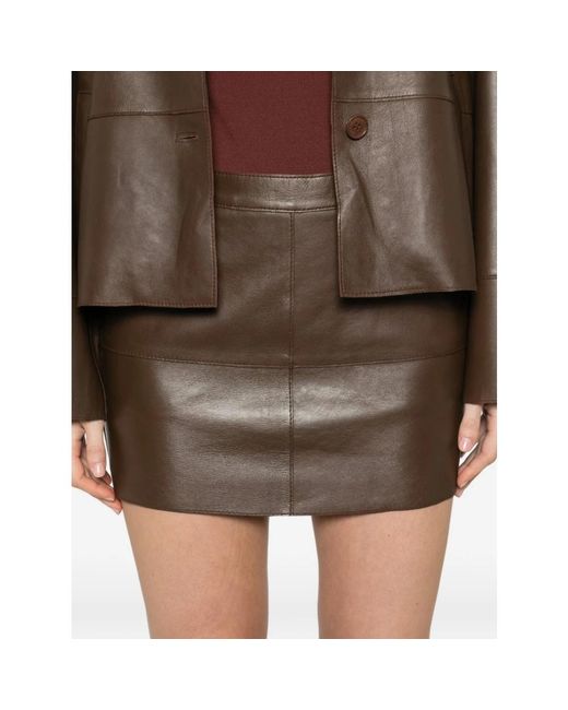 P.A.R.O.S.H. Brown Leather Skirts