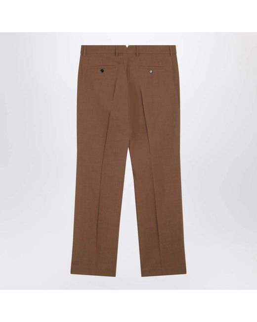 AMI Brown Hazelnut Wool Trousers for men