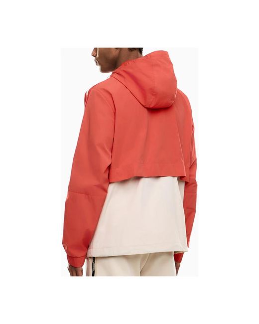 EA7 Logo Series Nylon Hooded Jacket in het Red voor heren