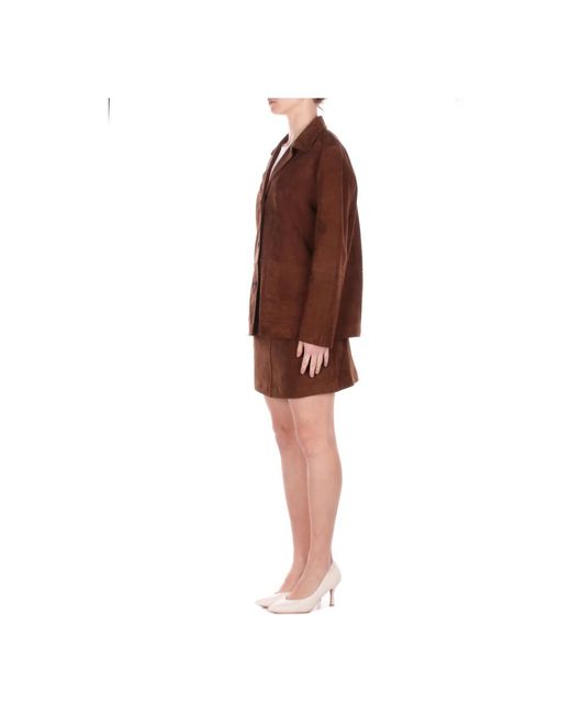 Alpha Studio Suède Blazer Met Opgestikte Zakken in het Brown