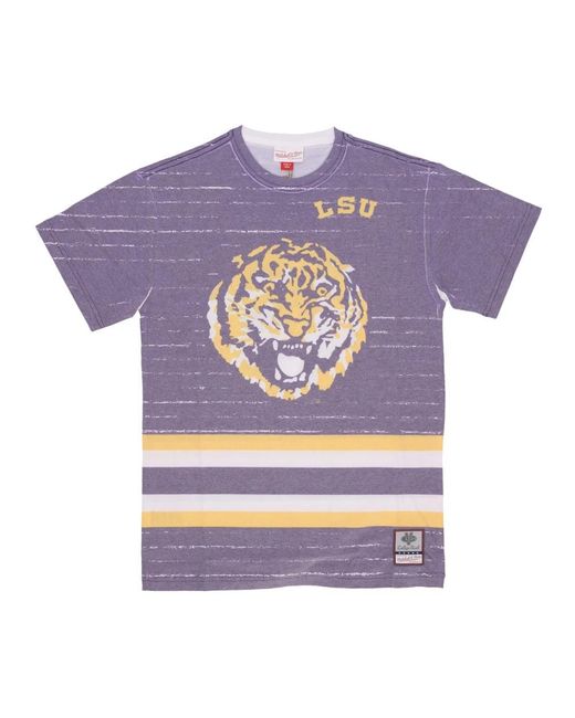 Mitchell & Ness Tops ,Veelkleurig ,Katoen Lsu Tigers Basketball Celebration Tee in het Purple voor heren