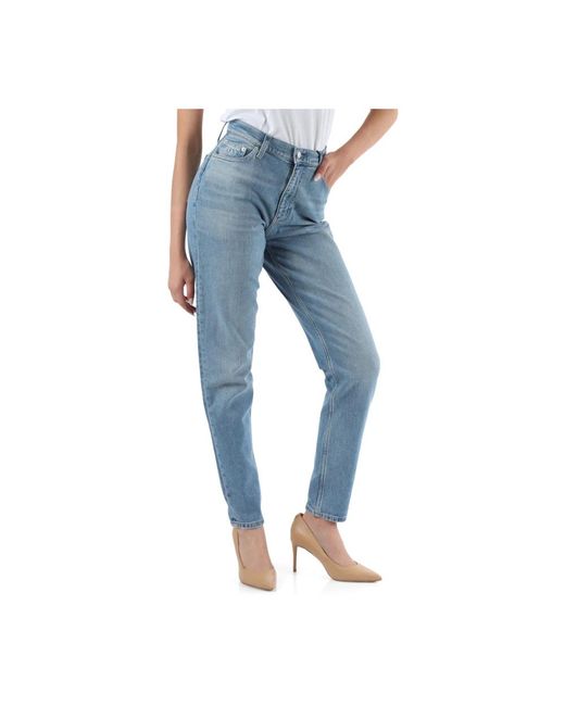 Calvin Klein Blue Mom fit jeans mit fünf taschen