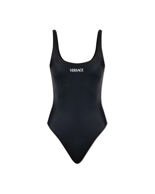 Versace Badmode ,Zwart ,Polyester Eendelig Badpak in het Black