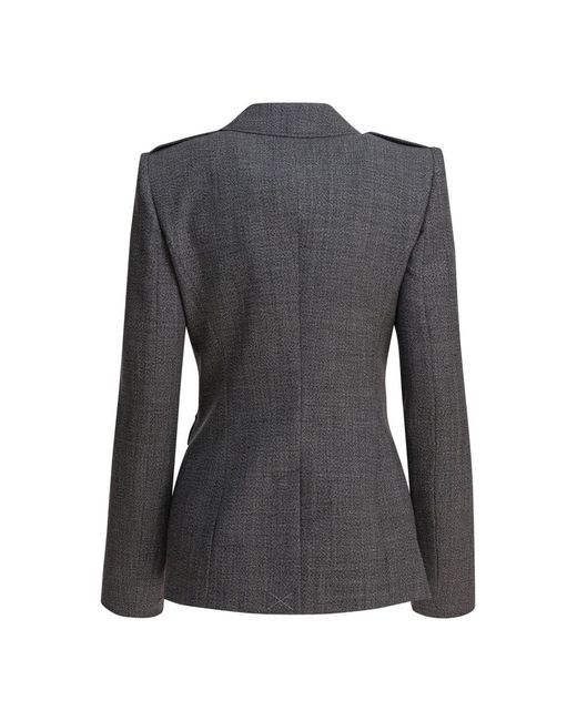 McQueen Jassen ,Grijs ,Wol Uniform-Stijl Jas in het Black