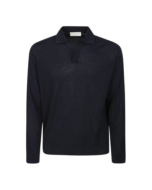 FILIPPO DE LAURENTIIS Blau langärmeliges poloshirt aus baumwolle in Blue für Herren