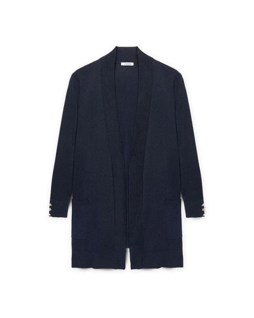 FIORELLA RUBINO Blue Lange strickjacke mit lenzingTM ecoveroTM viskose