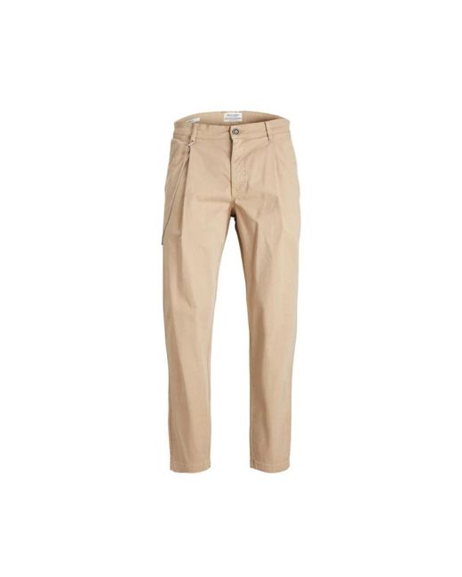 Jack & Jones Broeken ,Bruin ,Katoen Wijde Pijp Katoenen Chino Broek in het Natural voor heren