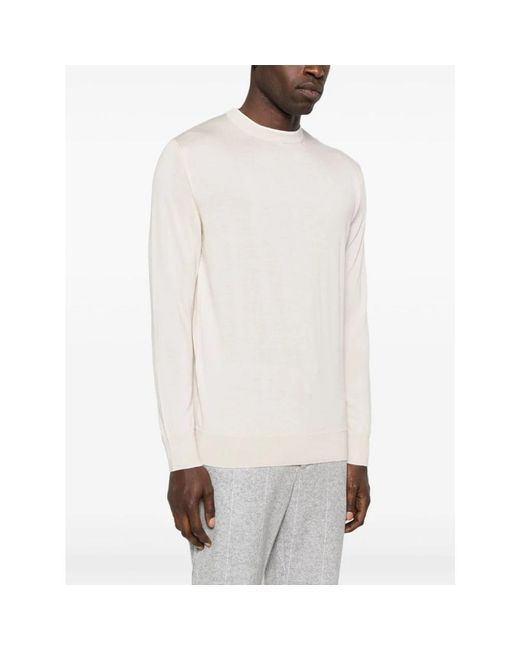 Eleventy Weiße Rippstrickpullover Mit Seide in White für Herren
