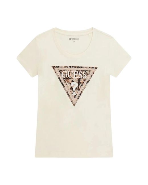 Guess Leo Triangle Tee in het White