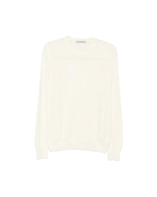 La Fileria White Round-Neck Knitwear for men
