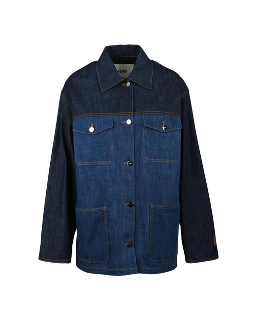 Fendi Jassen ,Blauw ,Denim Rigid Denim Jacket in het Blue