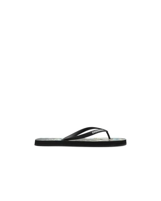 DSquared² Black Flip Flops for men