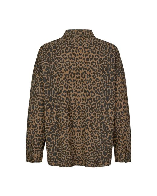 Lolly's Laundry Jassen ,Bruin ,Katoen Luipaardprint Lange Mouwen Shirt in het Green