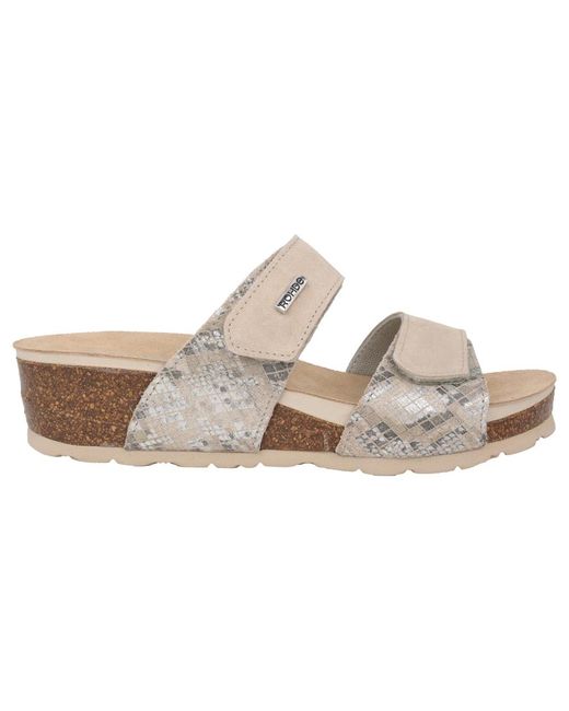Rohde Schoenen ,Suède Damessandaal Met Klittenband in het Natural