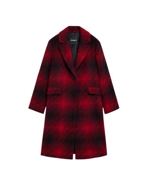 Desigual Red Single-Breasted Coats