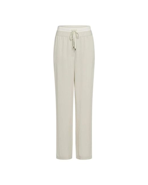 MARC AUREL Broeken ,Wit ,Broek Met Decoratieve Dubbele Tailleband in het White