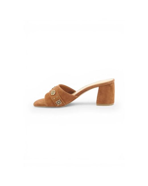 Guess Brown Heeled Mules