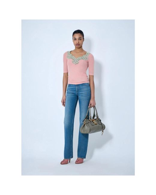 Chloé Red V-Neck Knitwear