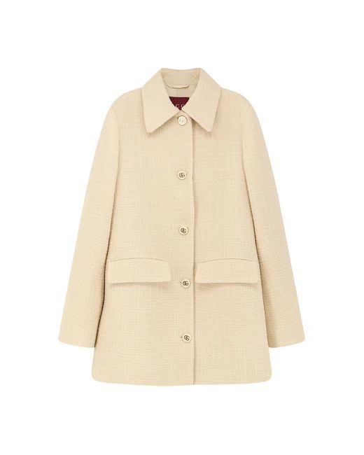 Gucci Single-Breasted Coats in het Natural