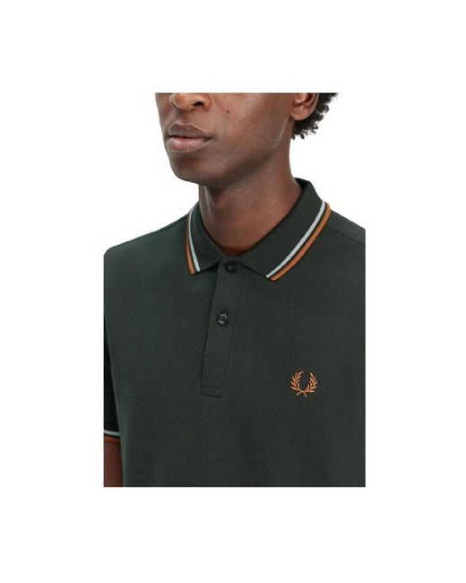 Fred Perry Tops ,Groen ,Katoen Klassiek Polo Shirt Met Bies in het Black voor heren