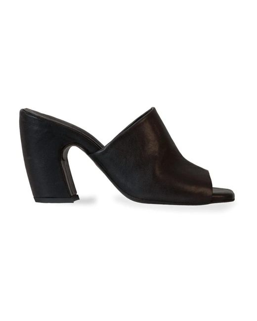 Cortana Black Heeled Mules