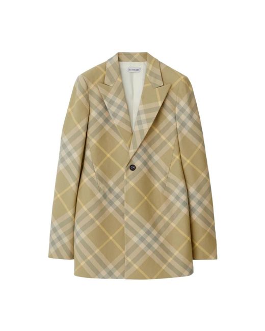 Burberry Geruite Wollen Jas Op Maat in het Natural