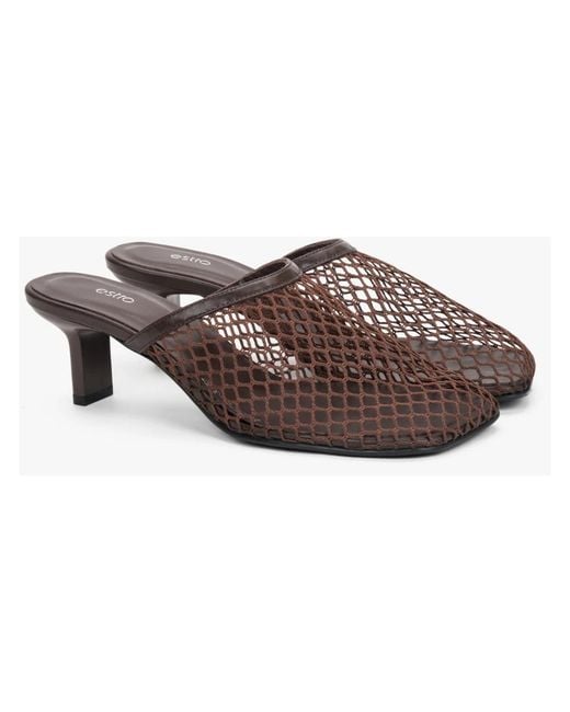 ESTRO Brown Heeled Mules