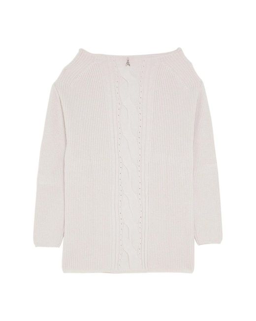 Patrizia Pepe White Round-Neck Knitwear