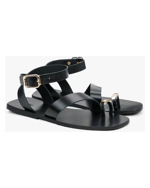 ESTRO Black Flat Sandals