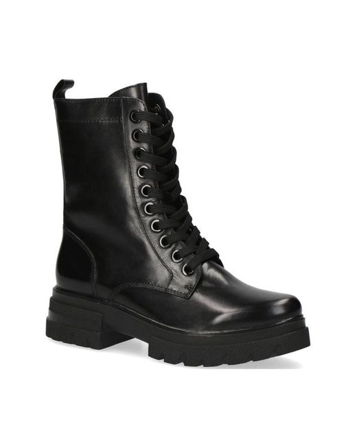 Caprice Black Lace-Up Boots